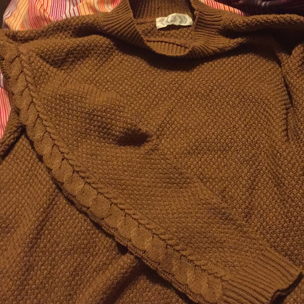 Braided arm sweater/ burnt orange
